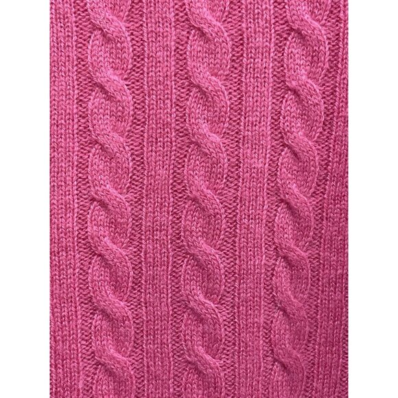 CHARTER CLUB  2 Ply 100% Cashmere Cable Knit Sweater Turtleneck Pink Size Medium - Picture 12 of 14